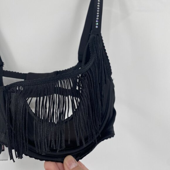 Victoria's Secret Size M-DD VERY SEXY Fringe Open Quarter Cup Shine Strap Bra - Picture 5 of 12